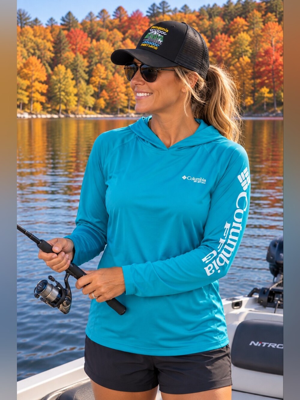 NWOT Columbia Women’s Teal Long-Sleeve Hooded Performance Fishing Gear